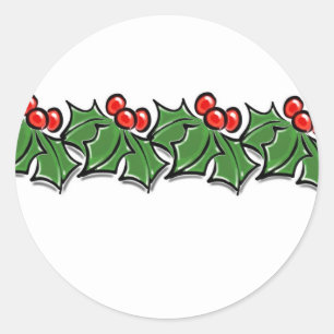 Holly Leaves, Holly berries, Kerstmis Ronde Sticker