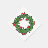 Holly Leaves, Holly berries, Kerstmis Servet (Hoek)