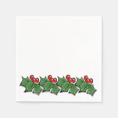 Holly Leaves, Holly berries, Kerstmis Servet (Voorkant)