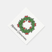 Holly Leaves, Holly berries, Kerstmis Servet (Hoek)