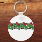 Holly Leaves, Holly berries, Kerstmis Sleutelhanger (Voorkant)