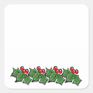 Holly Leaves, Holly berries, Kerstmis Vierkante Sticker