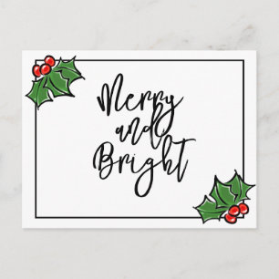 Holly Leaves, Holly berries, leuk vakantiepatroon Briefkaart