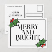 Holly Leaves, Holly berries, leuke vakantie-Briefk Briefkaart (Voorkant / Achterkant)