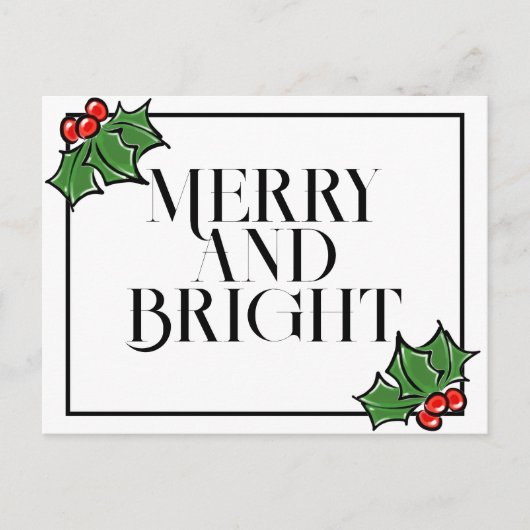 Holly Leaves, Holly berries, leuke vakantie-Briefk Briefkaart (Voorkant)