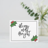 Holly Leaves, Holly berries, prettig vakantiepatro Briefkaart (Staand voorkant)
