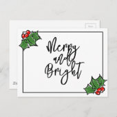 Holly Leaves, Holly berries, prettig vakantiepatro Briefkaart (Voorkant / Achterkant)