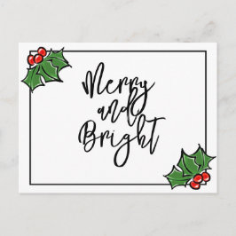 Holly Leaves, Holly berries, prettig vakantiepatro Briefkaart