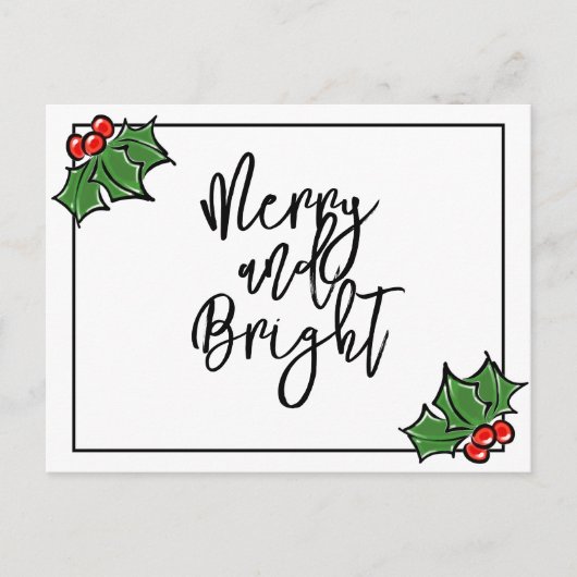 Holly Leaves, Holly berries, prettig vakantiepatro Briefkaart (Voorkant)