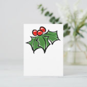 Holly Leaves, Holly berries, prettig vakantiepatro Briefkaart (Staand voorkant)