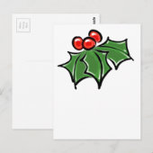 Holly Leaves, Holly berries, prettig vakantiepatro Briefkaart (Voorkant / Achterkant)