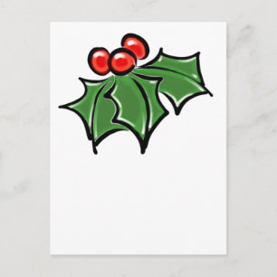 Holly Leaves, Holly berries, prettig vakantiepatro Briefkaart