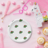 Holly Leaves, Holly berries, prettig vakantiepatro Papieren Bordje (Feest)