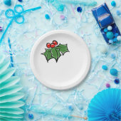 Holly Leaves, Holly berries, prettig vakantiepatro Papieren Bordje (Feest)