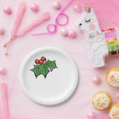 Holly Leaves, Holly berries, prettig vakantiepatro Papieren Bordje (Feest)