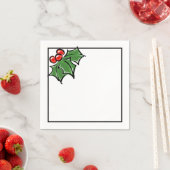 Holly Leaves, Holly berries, prettig vakantiepatro Servet (Insitu)