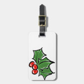 Holly Leaves, Holly berries, prettige vakantie bot Bagagelabel (Voorkant verticaal)