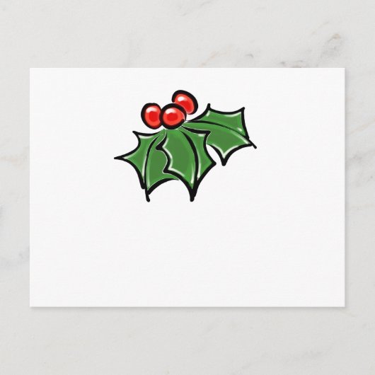 Holly Leaves, Holly berries, prettige vakantie bot Briefkaart (Voorkant)