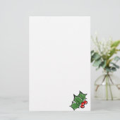 Holly Leaves, Holly berries, prettige vakantie bot Briefpapier (Staand voorkant)