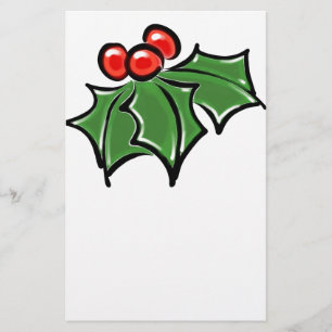 Holly Leaves, Holly berries, prettige vakantie bot Briefpapier