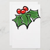 Holly Leaves, Holly berries, prettige vakantie bot Briefpapier (Voorkant / Achterkant)