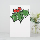 Holly Leaves, Holly berries, prettige vakantie bot Briefpapier (Staand voorkant)