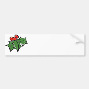 Holly Leaves, Holly berries, prettige vakantie bot Bumpersticker
