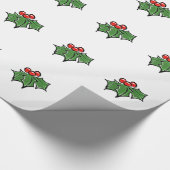 Holly Leaves, Holly berries, prettige vakantie bot Cadeaupapier (Hoek)