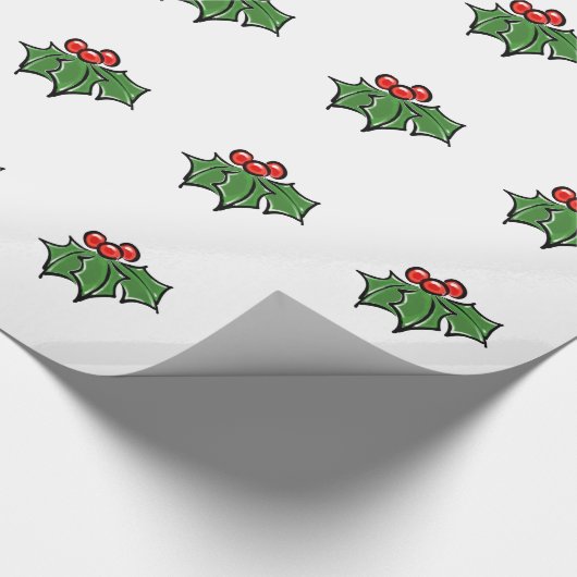 Holly Leaves, Holly berries, prettige vakantie bot Cadeaupapier (Hoek)