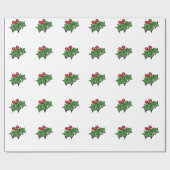 Holly Leaves, Holly berries, prettige vakantie bot Cadeaupapier (Vlak)