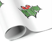 Holly Leaves, Holly berries, prettige vakantie bot Cadeaupapier (Rol Hoek)