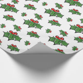 Holly Leaves, Holly berries, prettige vakantie bot Cadeaupapier (Hoek)