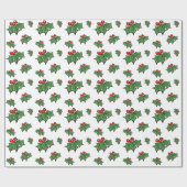 Holly Leaves, Holly berries, prettige vakantie bot Cadeaupapier (Vlak)