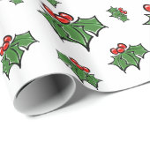 Holly Leaves, Holly berries, prettige vakantie bot Cadeaupapier (Rol Hoek)