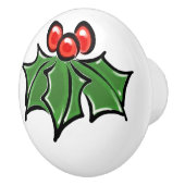 Holly Leaves, Holly berries, prettige vakantie bot Keramische Knop (Rechts)