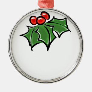 Holly Leaves, Holly berries, prettige vakantie bot Metalen Ornament