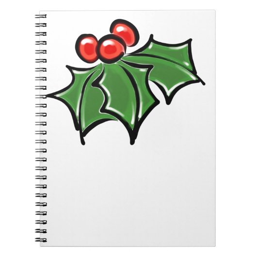 Holly Leaves, Holly berries, prettige vakantie bot Notitieboek (Voorkant)