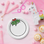 Holly Leaves, Holly berries, prettige vakantie bot Papieren Bordje (Feest)