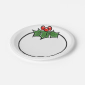 Holly Leaves, Holly berries, prettige vakantie bot Papieren Bordje (Gekanteld)