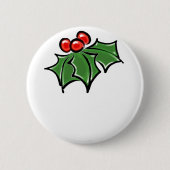 Holly Leaves, Holly berries, prettige vakantie bot Ronde Button 5,7 Cm (Voorkant)