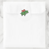 Holly Leaves, Holly berries, prettige vakantie bot Ronde Sticker (Tas)
