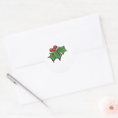 Holly Leaves, Holly berries, prettige vakantie bot Ronde Sticker (Envelop)