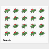 Holly Leaves, Holly berries, prettige vakantie bot Ronde Sticker (Vel)