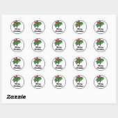 Holly Leaves, Holly berries, prettige vakantie bot Ronde Sticker (Vel)