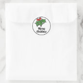 Holly Leaves, Holly berries, prettige vakantie bot Ronde Sticker (Tas)