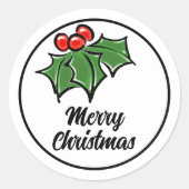 Holly Leaves, Holly berries, prettige vakantie bot Ronde Sticker (Voorkant)
