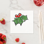 Holly Leaves, Holly berries, prettige vakantie bot Servet (Insitu)