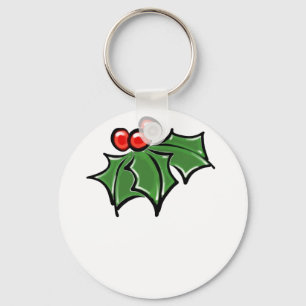 Holly Leaves, Holly berries, prettige vakantie bot Sleutelhanger