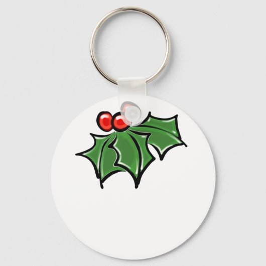Holly Leaves, Holly berries, prettige vakantie bot Sleutelhanger (Voorkant)
