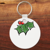 Holly Leaves, Holly berries, prettige vakantie bot Sleutelhanger (Voorkant)